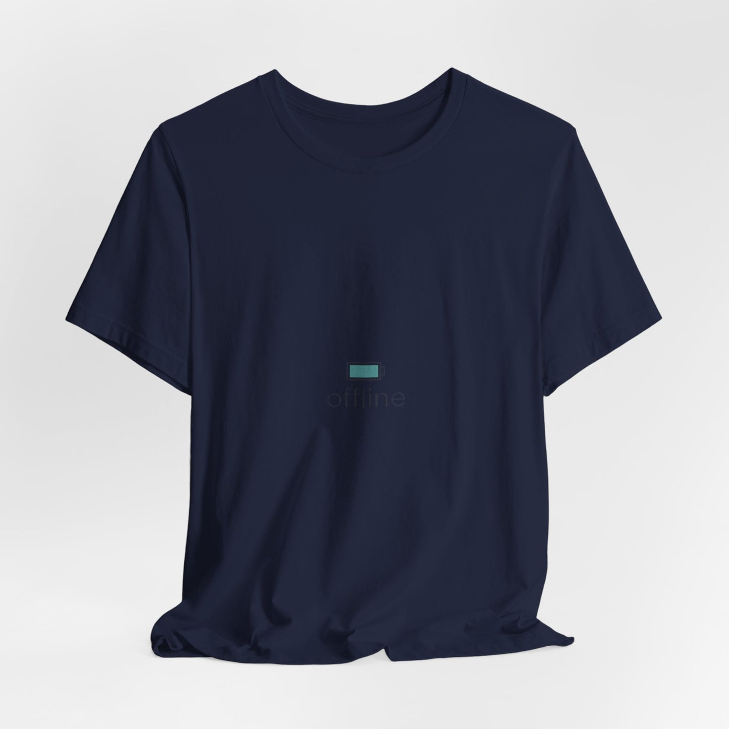 offline micro-logo tee | monoline minimal icon, tiny graphic shirt