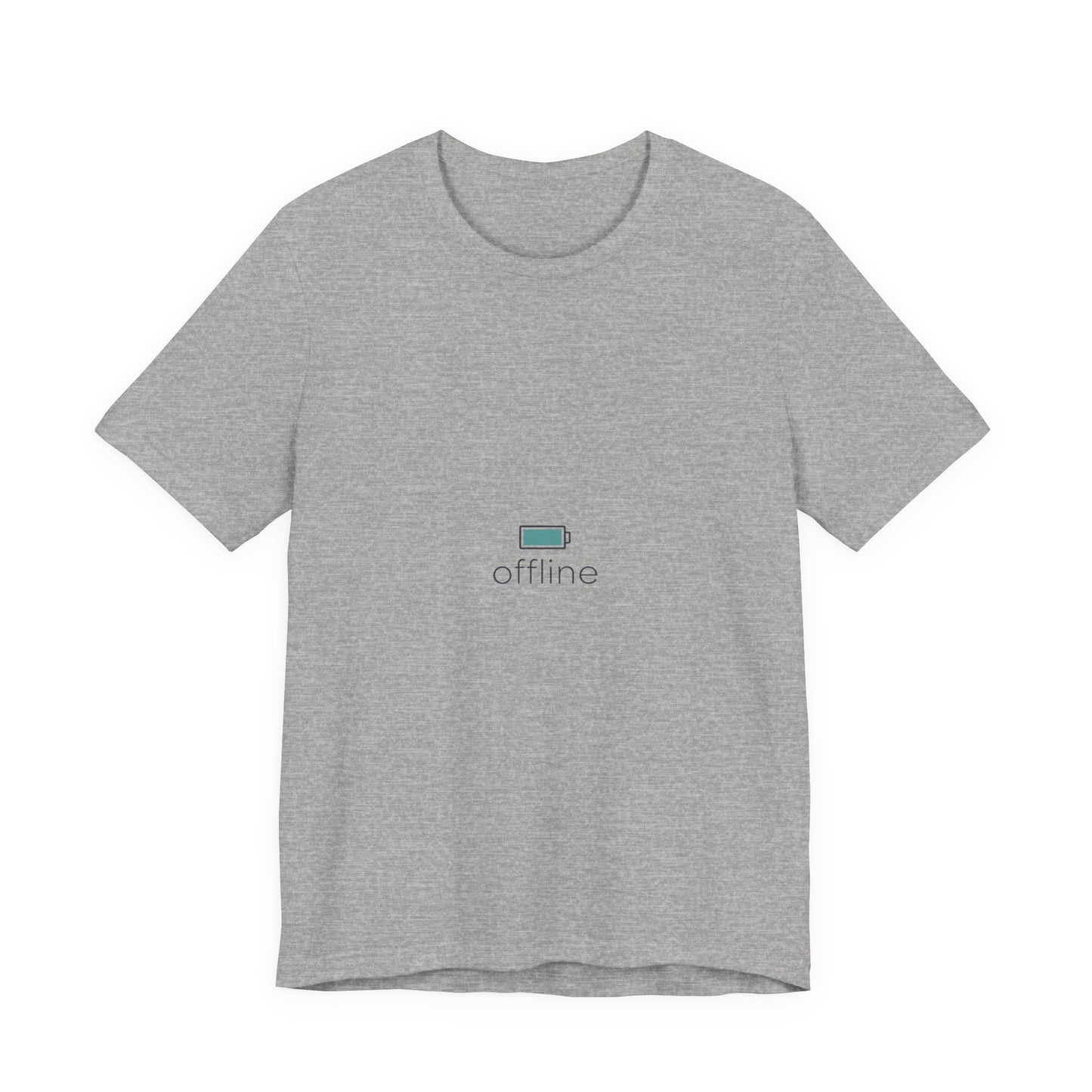 offline micro-logo tee | monoline minimal icon, tiny graphic shirt