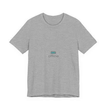 offline micro-logo tee | monoline minimal icon, tiny graphic shirt