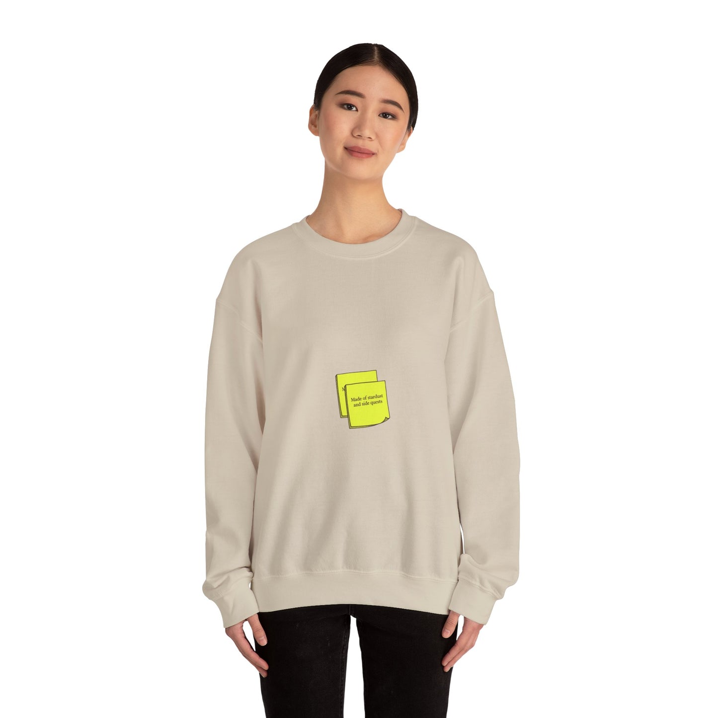 tiny text sticker crewneck Sweatshirt | sarcastic microquote, minimal microfont