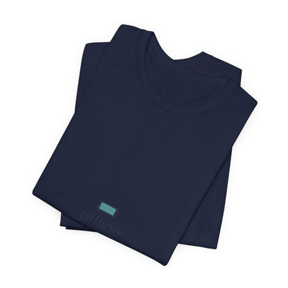 offline micro-logo tee | monoline minimal icon, tiny graphic shirt