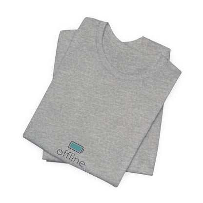 offline micro-logo tee | monoline minimal icon, tiny graphic shirt