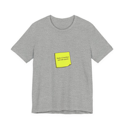 tiny text sticker tee | Deadpan Micro-Text, subtle humor minitext