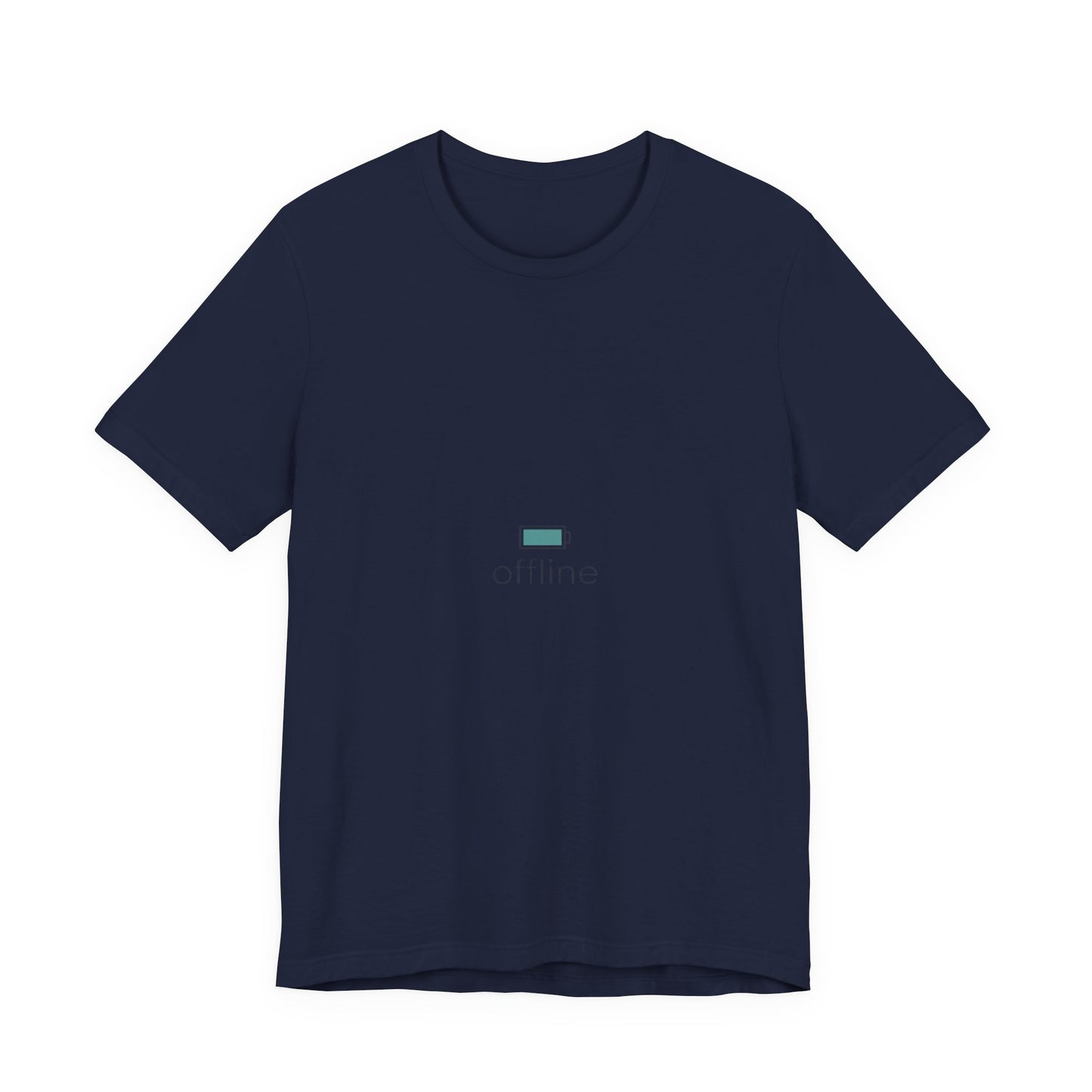 offline micro-logo tee | monoline minimal icon, tiny graphic shirt