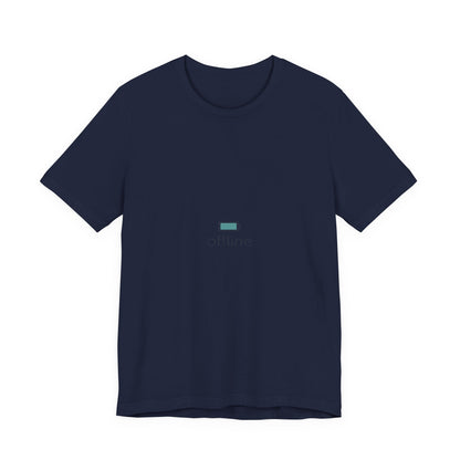 offline micro-logo tee | monoline minimal icon, tiny graphic shirt