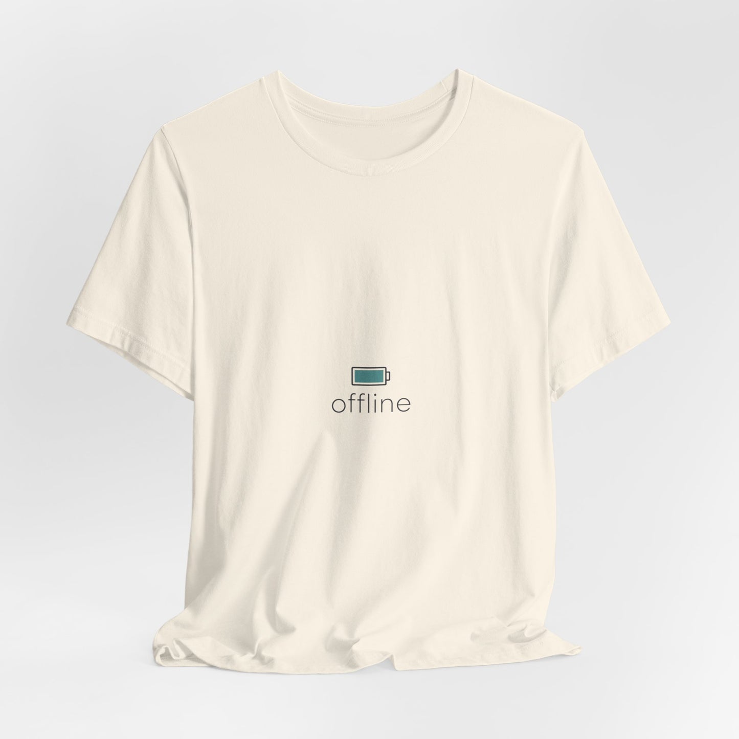 offline micro-logo tee | monoline minimal icon, tiny graphic shirt