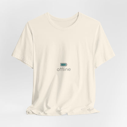 offline micro-logo tee | monoline minimal icon, tiny graphic shirt