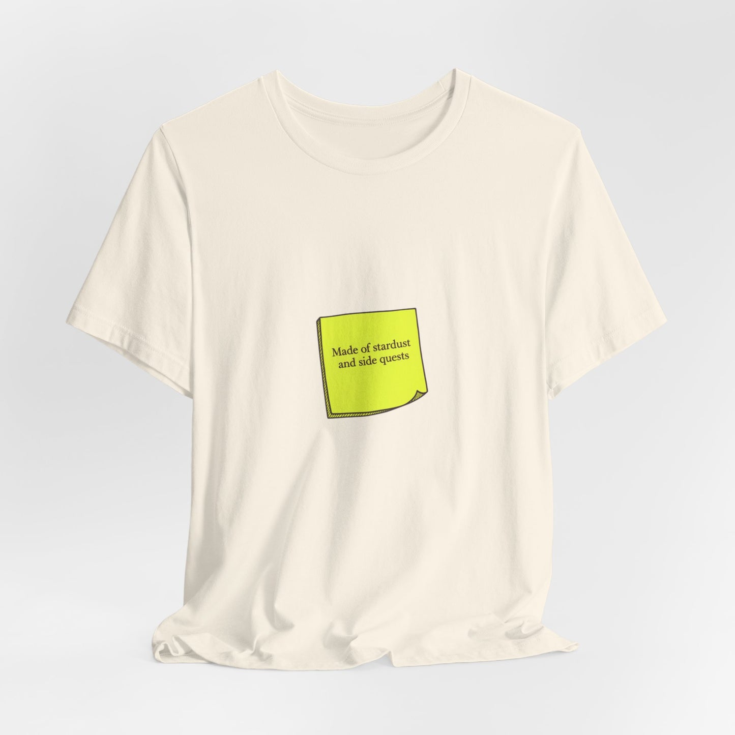 tiny text sticker tee | Deadpan Micro-Text, subtle humor minitext