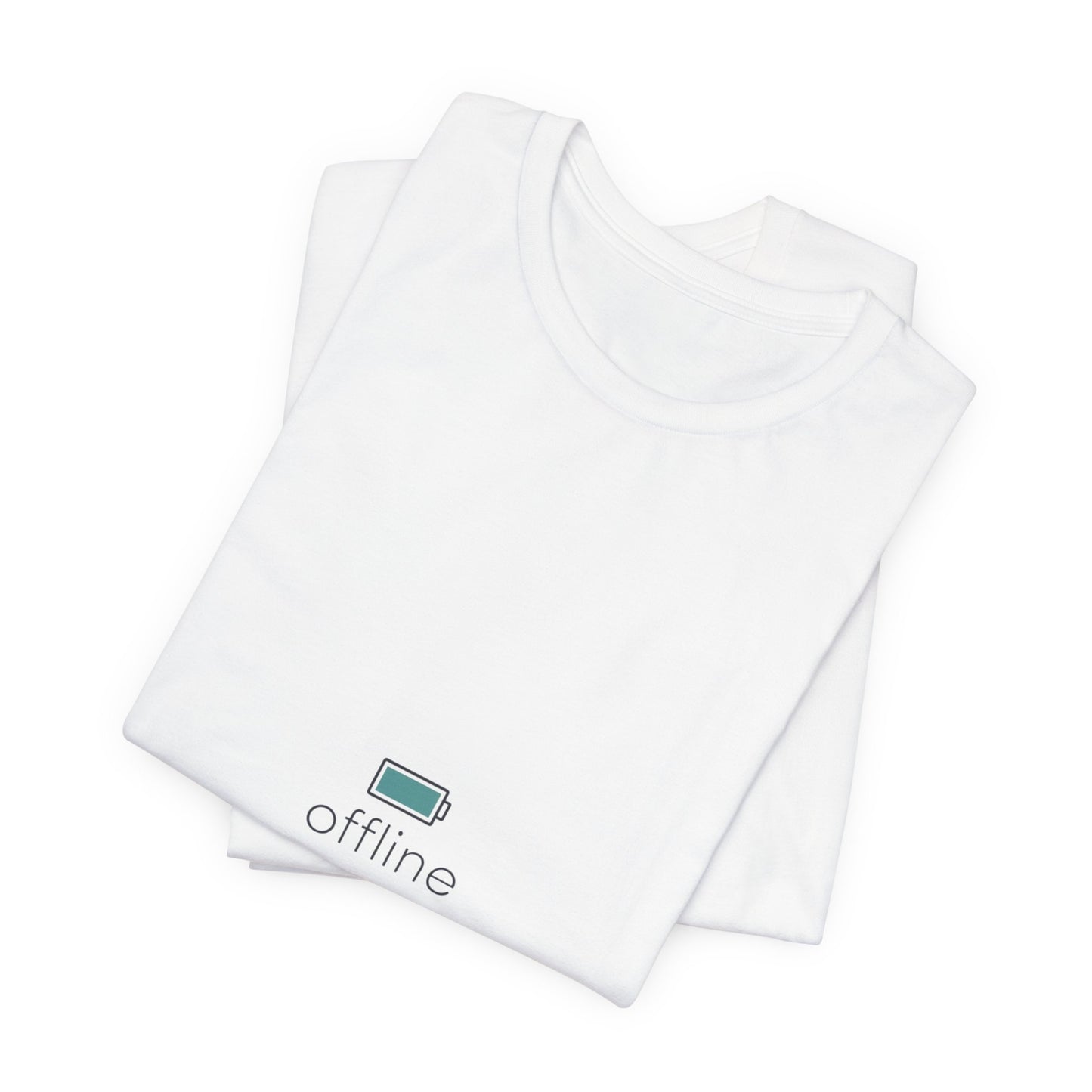offline micro-logo tee | monoline minimal icon, tiny graphic shirt