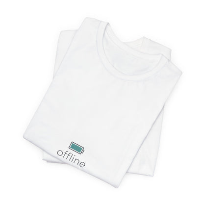 offline micro-logo tee | monoline minimal icon, tiny graphic shirt
