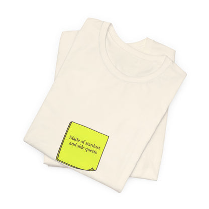 tiny text sticker tee | Deadpan Micro-Text, subtle humor minitext