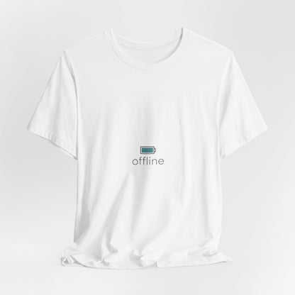 offline micro-logo tee | monoline minimal icon, tiny graphic shirt