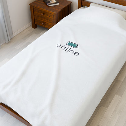 offline battery icon Velveteen Plush Blanket | monoline minimal micro-logo