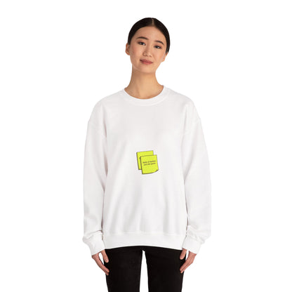 tiny text sticker crewneck Sweatshirt | sarcastic microquote, minimal microfont