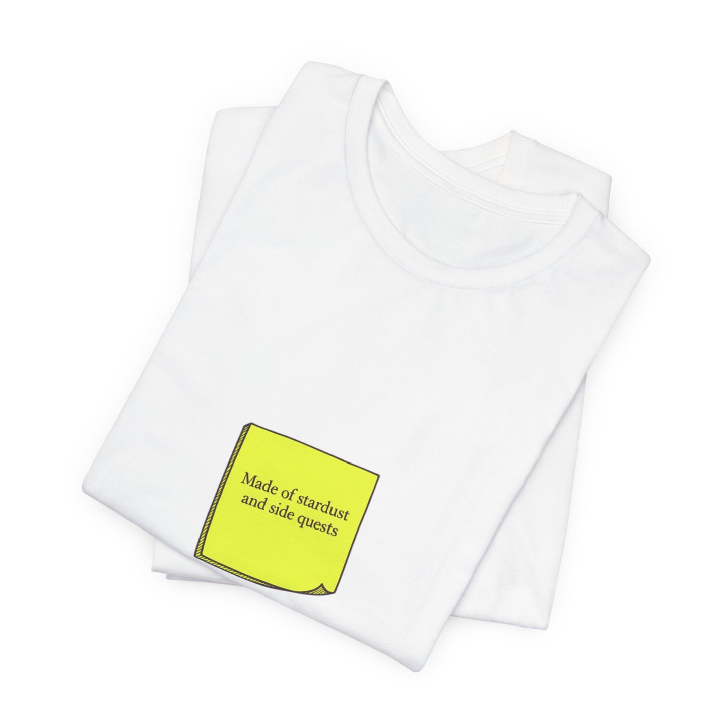 tiny text sticker tee | Deadpan Micro-Text, subtle humor minitext