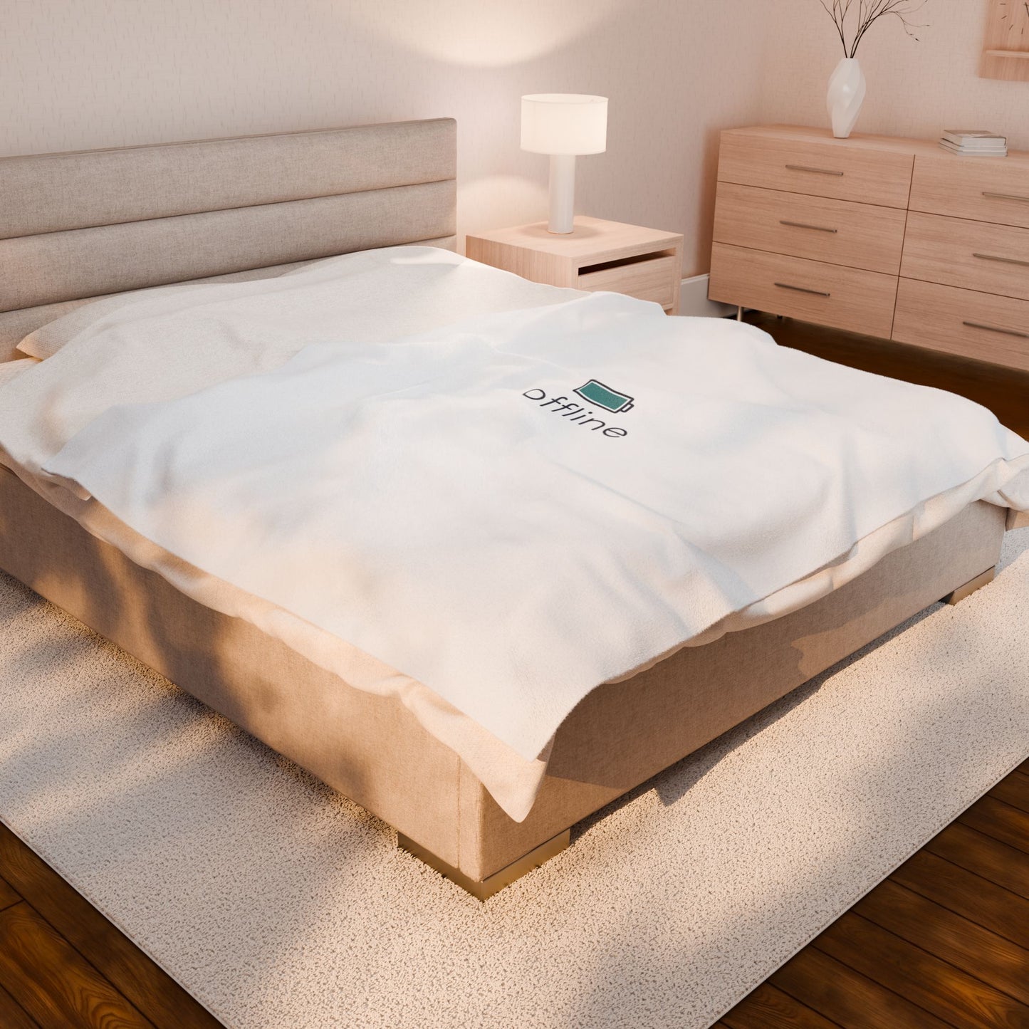 offline battery icon Velveteen Plush Blanket | monoline minimal micro-logo