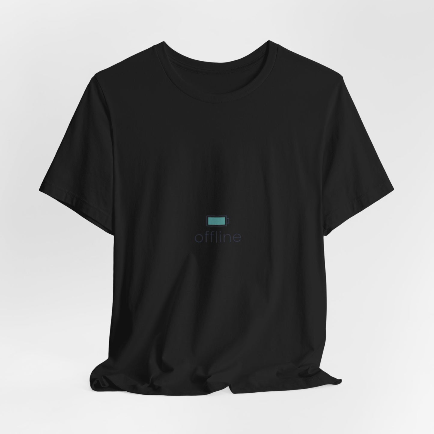 offline micro-logo tee | monoline minimal icon, tiny graphic shirt