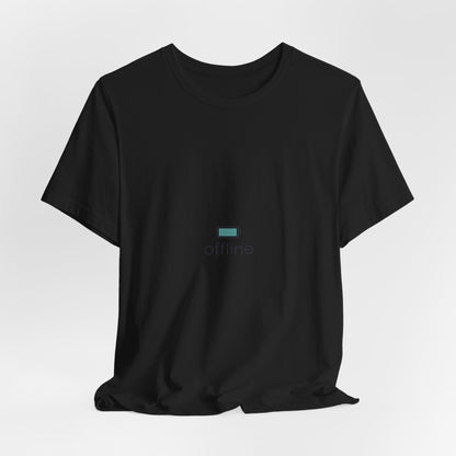 offline micro-logo tee | monoline minimal icon, tiny graphic shirt
