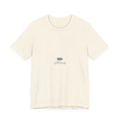 offline micro-logo tee | monoline minimal icon, tiny graphic shirt