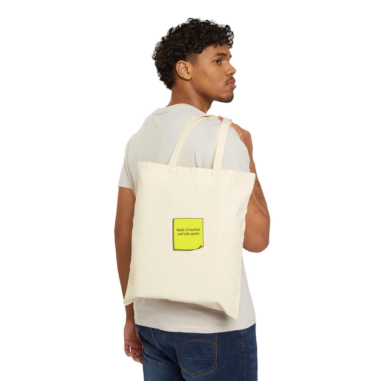 subtle microquote tote | tiny text canvas bag, minimalist minitext