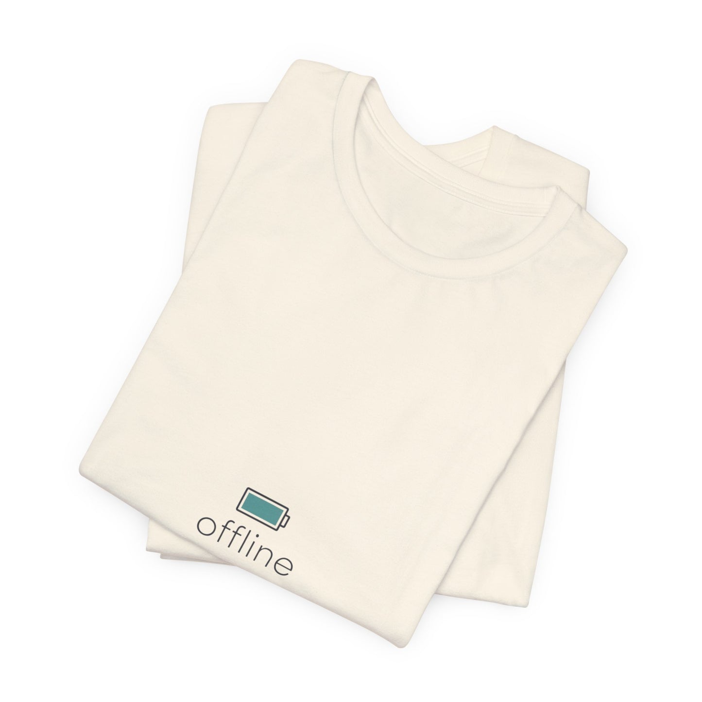 offline micro-logo tee | monoline minimal icon, tiny graphic shirt