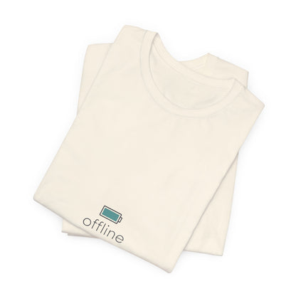 offline micro-logo tee | monoline minimal icon, tiny graphic shirt