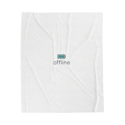 offline battery icon Velveteen Plush Blanket | monoline minimal micro-logo