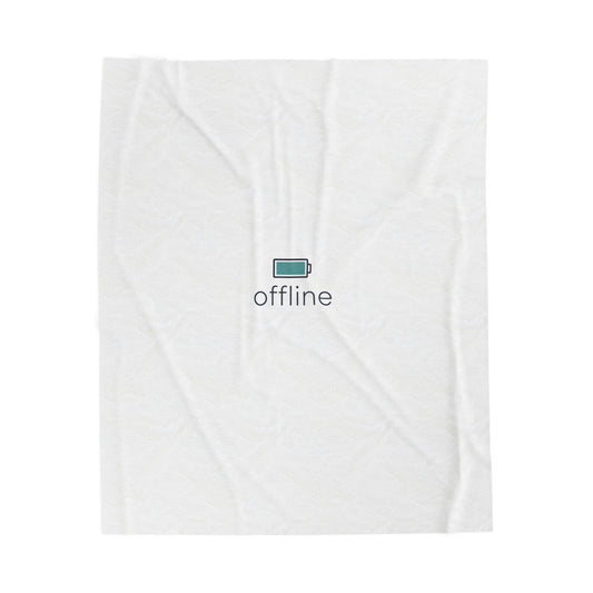offline battery icon Velveteen Plush Blanket | monoline minimal micro-logo
