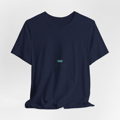 offline micro-logo tee | monoline minimal icon, tiny graphic shirt