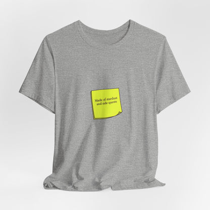 tiny text sticker tee | Deadpan Micro-Text, subtle humor minitext