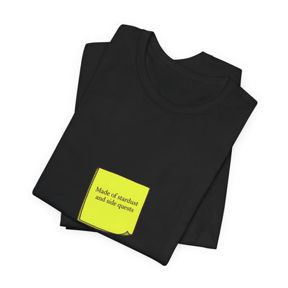 tiny text sticker tee | Deadpan Micro-Text, subtle humor minitext