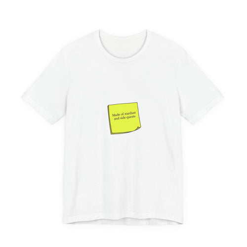 tiny text sticker tee | Deadpan Micro-Text, subtle humor minitext