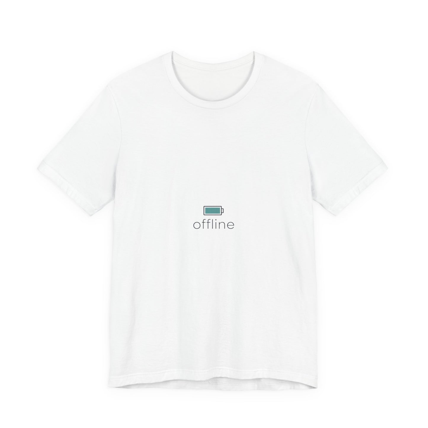 offline micro-logo tee | monoline minimal icon, tiny graphic shirt