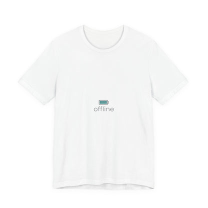 offline micro-logo tee | monoline minimal icon, tiny graphic shirt