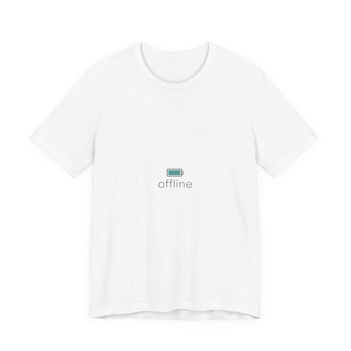 offline micro-logo tee | monoline minimal icon, tiny graphic shirt
