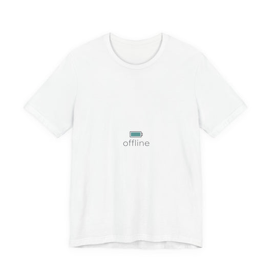 offline micro-logo tee | monoline minimal icon, tiny graphic shirt