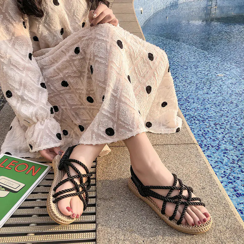 Flat Hemp Rope Casual Beach Sandals