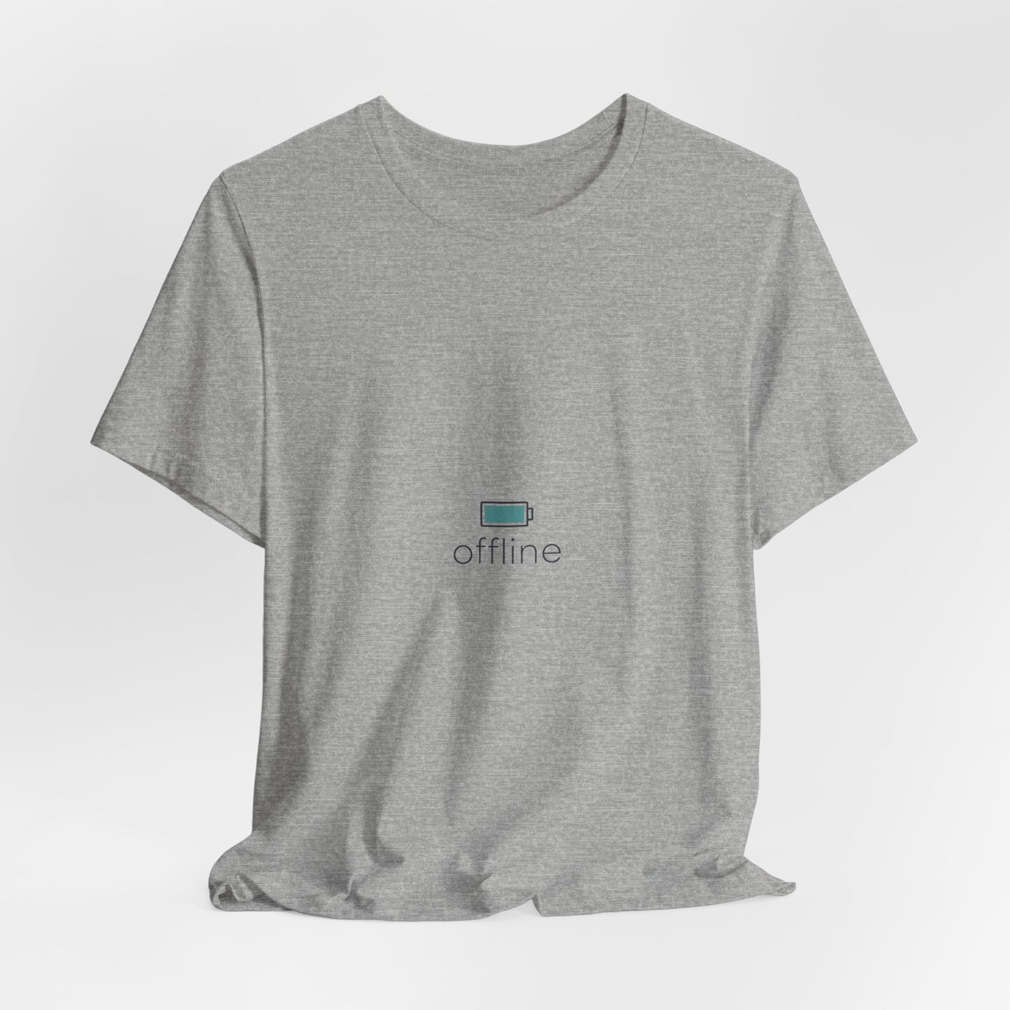 offline micro-logo tee | monoline minimal icon, tiny graphic shirt