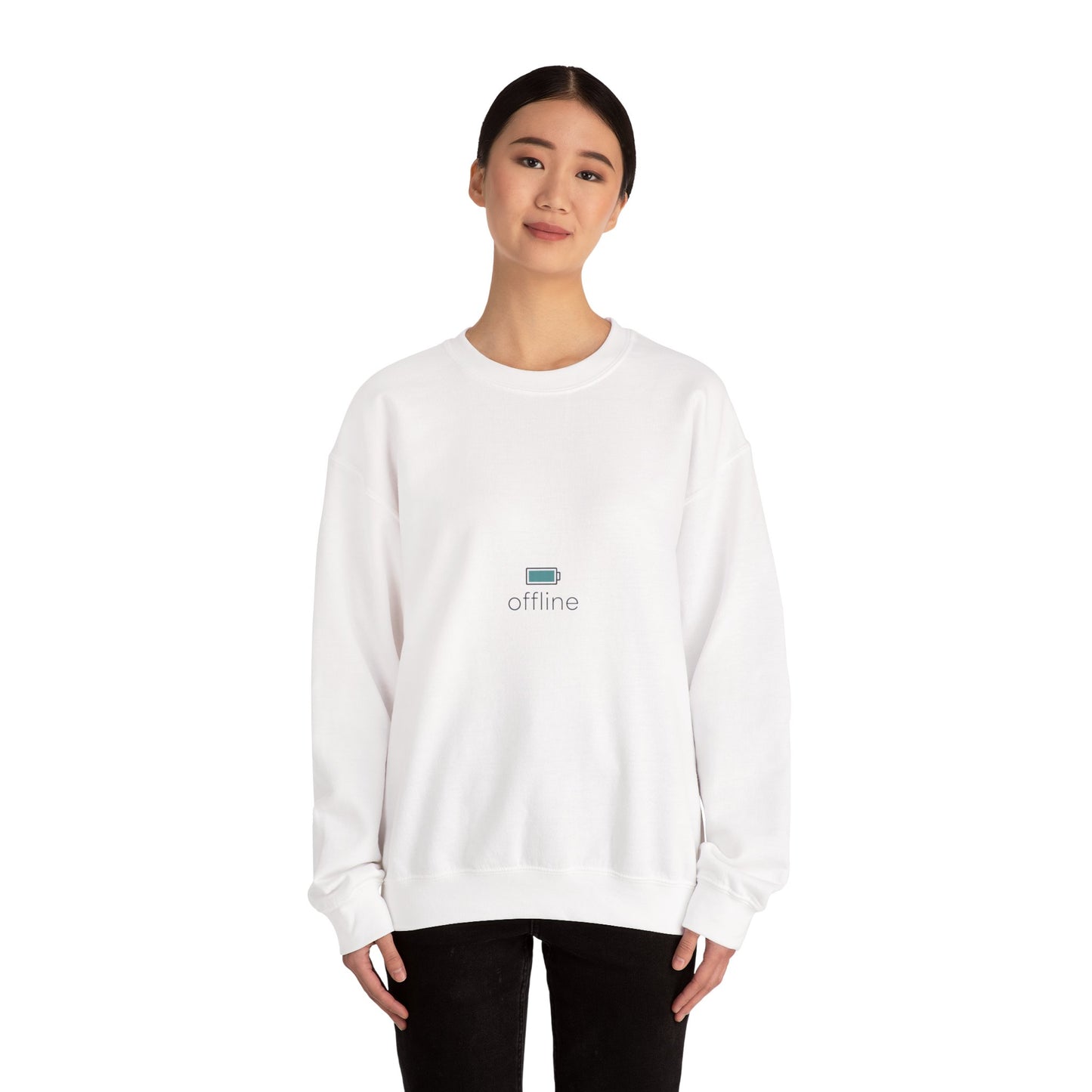 offline micro-battery icon Sweatshirt | monoline minimal, micro-logo apparel