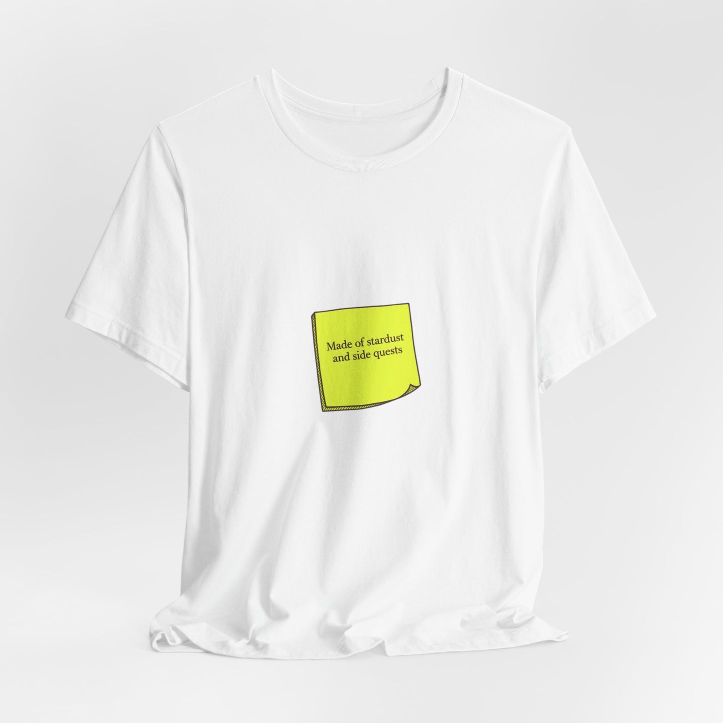 tiny text sticker tee | Deadpan Micro-Text, subtle humor minitext