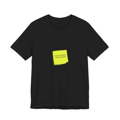 tiny text sticker tee | Deadpan Micro-Text, subtle humor minitext